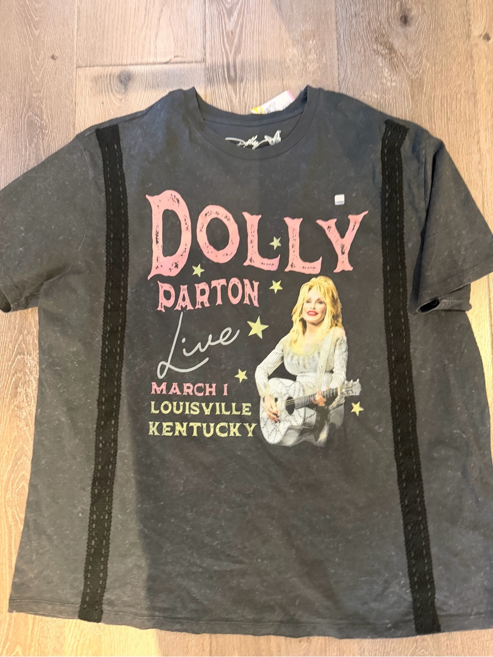 Black Graphic Live Concert Tee with Pink Lettering 0578